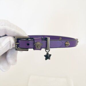 VERSACE Choker La Medusa Embellished Leather Purple Necklace NWT